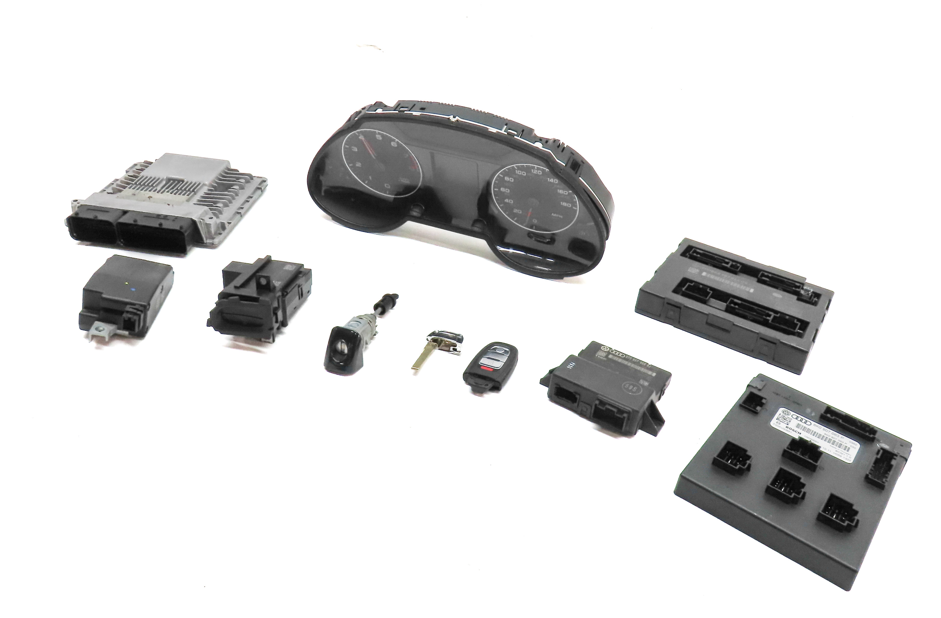 2011-2012 AUDI Q5 (B8 8R) 3.2L CALB ENGINE ECM BCM IMMOBILIZER MODULE KEY SET — exact item pictured